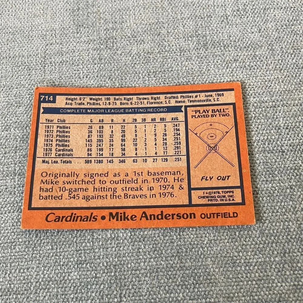 1978 Topps St. Louis Cardinals Baseball Card Trading Card